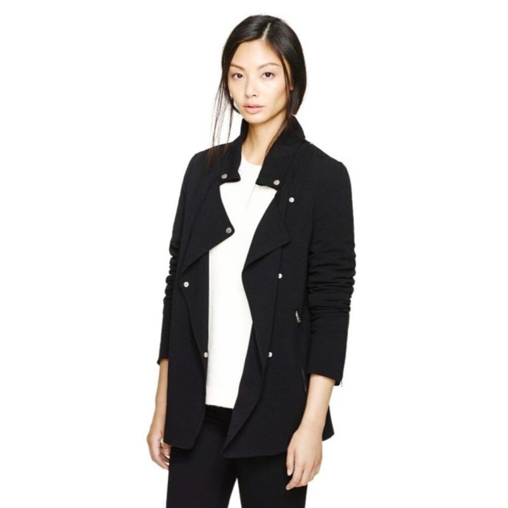 Aritzia Wilfred Black Mayet Crepe  Moto Jacket XXS